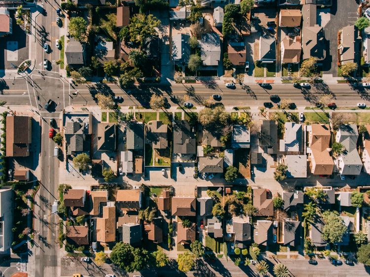 Aerial view of a Livermore neighborhood